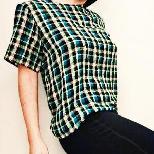 100 silk vintage plaid blouse Anna&Frank exelent condition